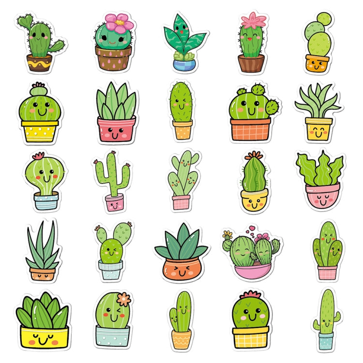 3sets 50pcs/set Cartoon Cactus DIY Handbook Decorative Stickers Floral Laptop Waterproof Sticker(TT173)
