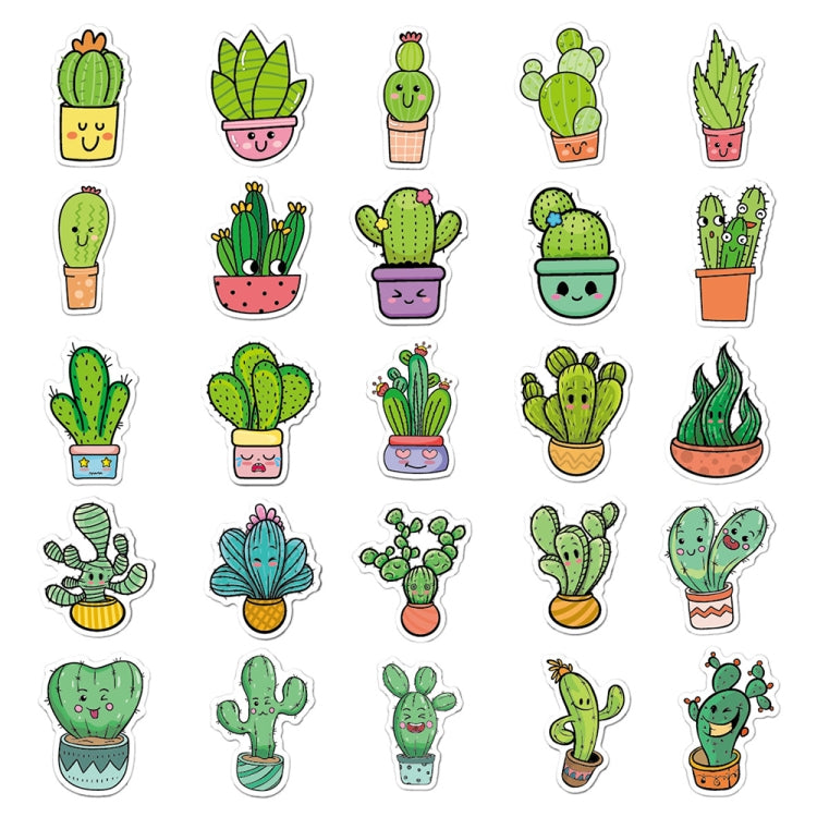 3sets 50pcs/set Cartoon Cactus DIY Handbook Decorative Stickers Floral Laptop Waterproof Sticker(TT173)