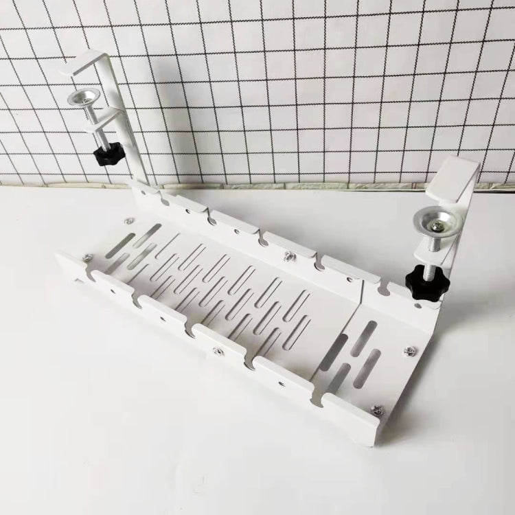 Stretchable Under Desk Cable Management Tray Carbon Steel Cable Organizer Cable Storage Rack(White)