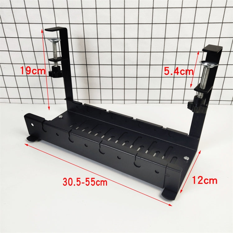 Stretchable Under Desk Cable Management Tray Carbon Steel Cable Organizer Cable Storage Rack(Black)