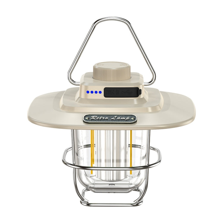 LY02 LED Retro Lantern Hand Tent Lamp USB Charging Camping Light(White)