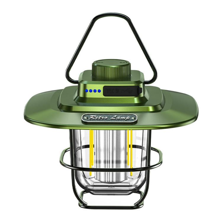LY02 LED Retro Lantern Hand Tent Lamp USB Charging Camping Light(Green)