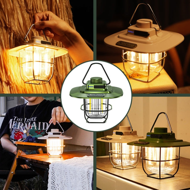 LY02 LED Retro Lantern Hand Tent Lamp USB Charging Camping Light(White)