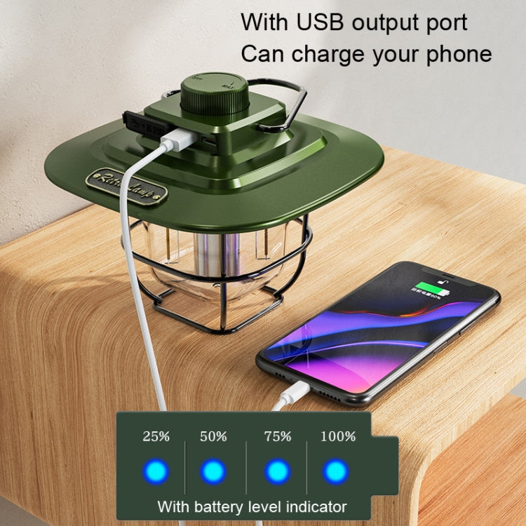 LY02 LED Retro Lantern Hand Tent Lamp USB Charging Camping Light(White)
