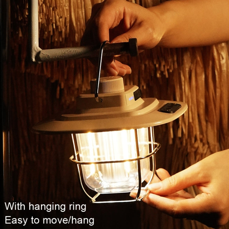 LY02 LED Retro Lantern Hand Tent Lamp USB Charging Camping Light(White)