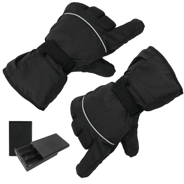 Outdoor Sports Ski Heated Warm Touchable Gloves, Color: Black+USB Cable