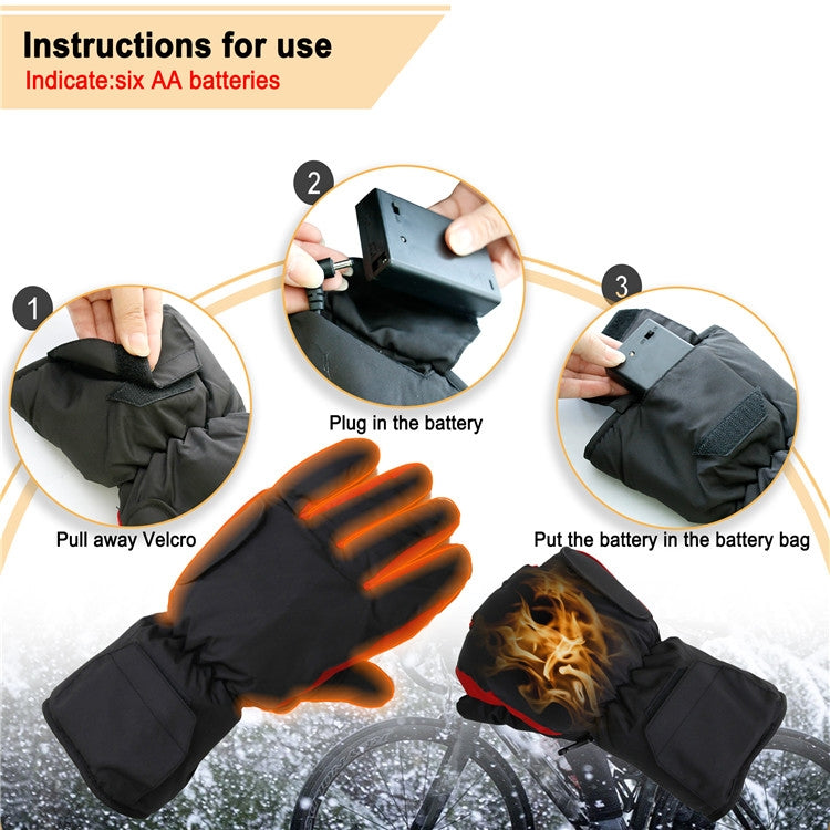 Outdoor Sports Ski Heated Warm Touchable Gloves, Color: Black+USB Cable