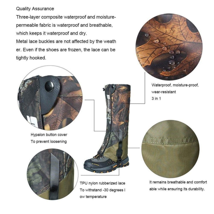 LUCKSTONE Unisex Waterproof Gaiters Cycling Legwarmers Leg Cover Camping Hiking Ski Boot(Camouflage+Army Green)