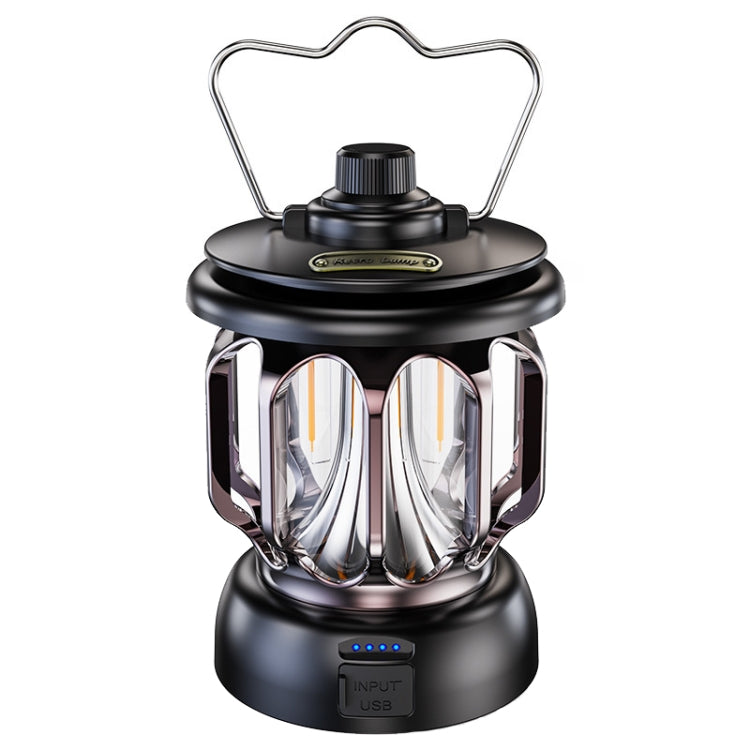 LH-B46 LED Retro Tent Light Convenient USB Charging Camping Light(Black)