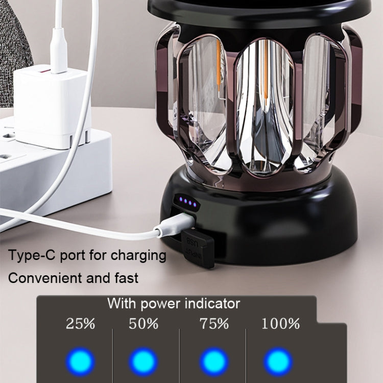 LH-B46 LED Retro Tent Light Convenient USB Charging Camping Light(Black)