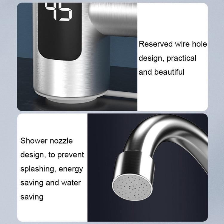 Smart Household Digital Display Instant Hot Kitchen Electric Faucet, Plug: EU Plug(Stainless Steel)