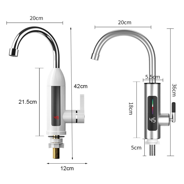 Smart Household Digital Display Instant Hot Kitchen Electric Faucet, Plug: US Plug(Stainless Steel)