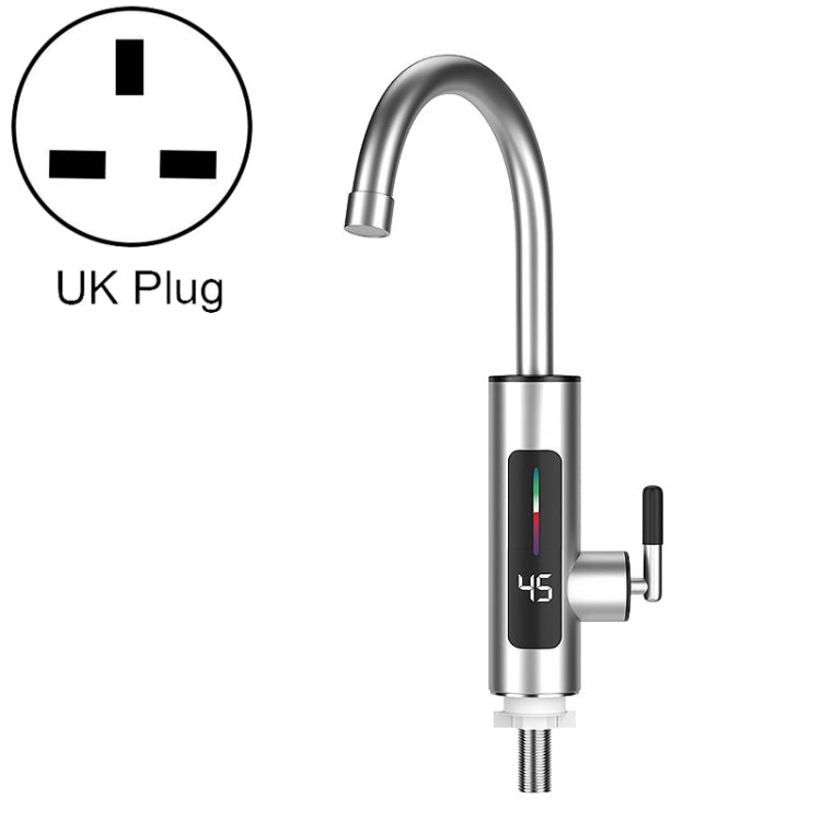 Smart Household Digital Display Instant Hot Kitchen Electric Faucet, Plug: UK Plug(Stainless Steel)