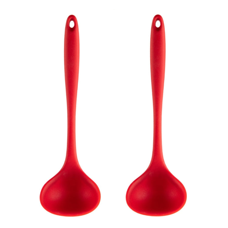 2pcs Non-stick High Temperature Resistant Silicone Cookware, Style: Soup Spoon(Red)