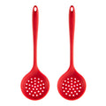 2pcs Non-stick High Temperature Resistant Silicone Cookware, Style: Leak Spoon(Red)