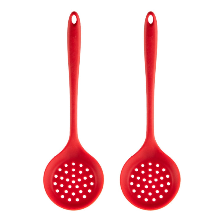 2pcs Non-stick High Temperature Resistant Silicone Cookware, Style: Leak Spoon(Red)