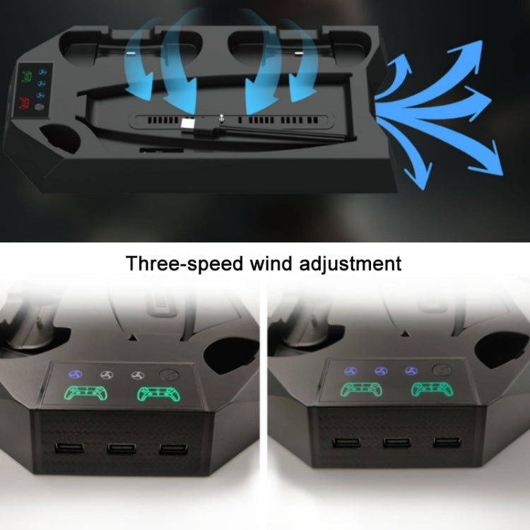 For PS5 DE/UHD 2 In 1 Handheld Console Cooling Stand Fan Base(Black)
