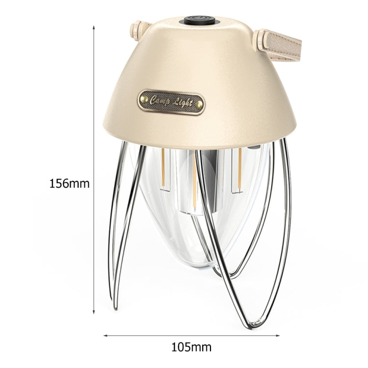 TG-ZP04401 Retro Camping Light Rechargeable Tricolor Light Source Tent Light(Beige)