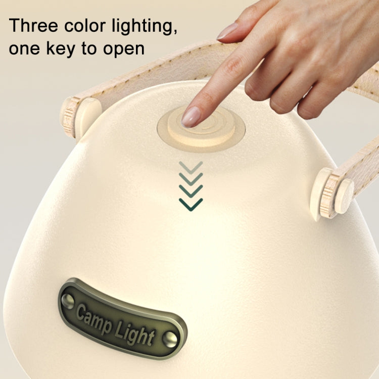 TG-ZP04401 Retro Camping Light Rechargeable Tricolor Light Source Tent Light(Beige)