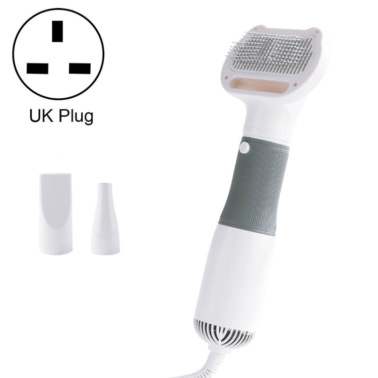 3 in 1 600W Pet Electric High Wind Hair Removal Blowing Combs, Specification: UK Plug 220-240V(Gray)