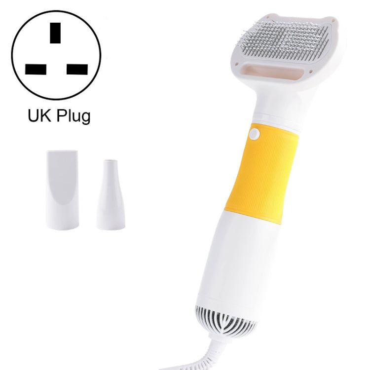 3 in 1 600W Pet Electric High Wind Hair Removal Blowing Combs, Specification: UK Plug 220-240V(Yellow)