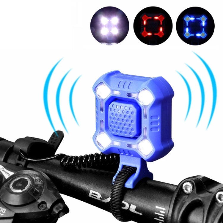 2 In 1 Bike 140db Bell 4 Lamp Cycling Light Bicycle Horn 5-sounds Alarm(Blue)