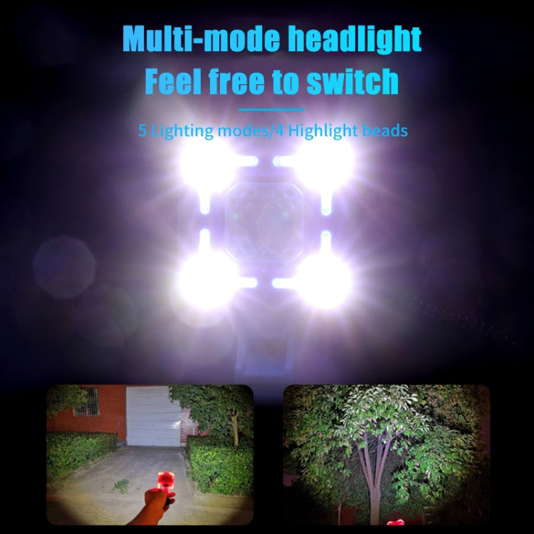 2 In 1 Bike 140db Bell 4 Lamp Cycling Light Bicycle Horn 5-sounds Alarm(Blue)