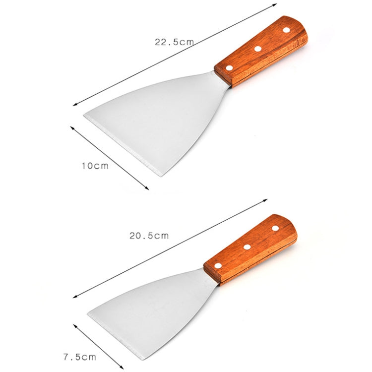 2pcs Stainless Steel Pizza and Steak Shovel Wooden Handle Slanted Shovel Kitchen Tool, Size: L