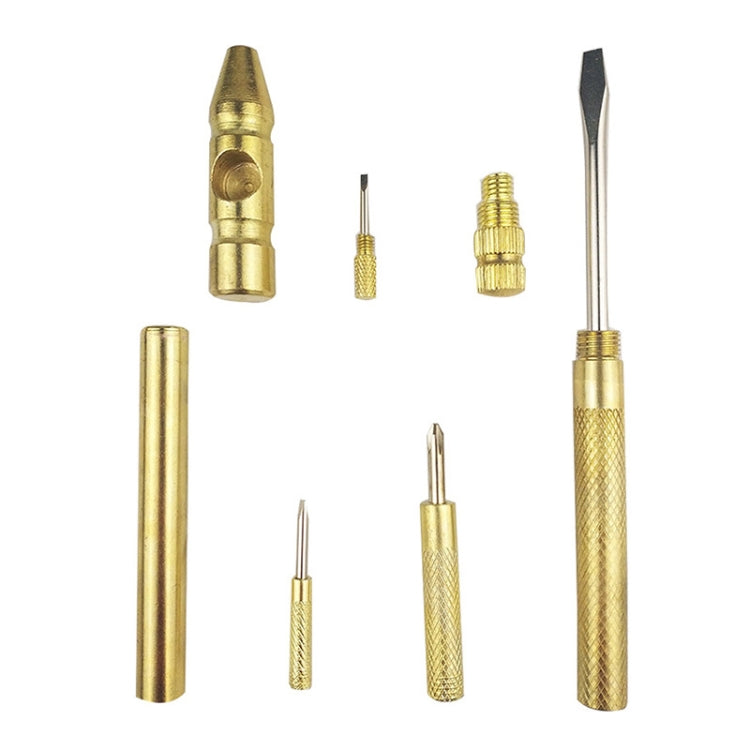 6 in 1 Multifunctional Mini Household Brass Hammer Screwdriver(10097)