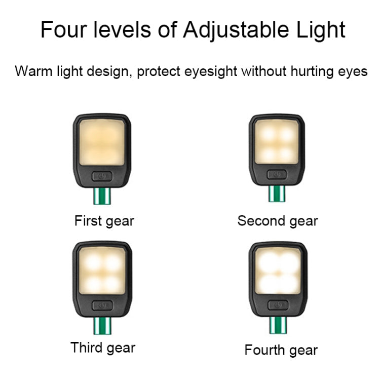 Portable Book Clip Light Four-Gear Adjustable Charging Eye Protection Lamp(Black)