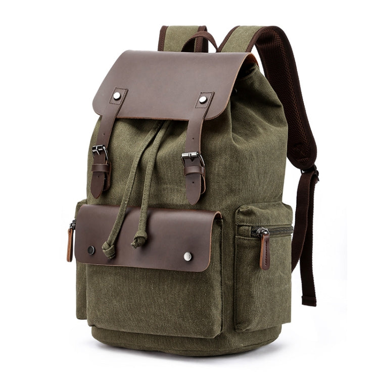 Canvas Leisure Backpack Computer Bag Student School Bag(Green)