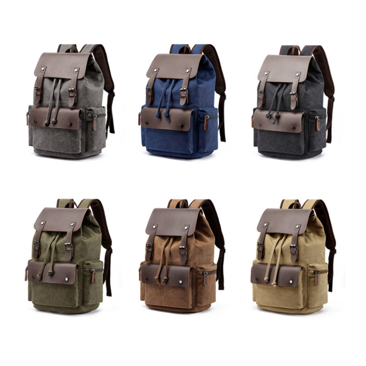 Canvas Leisure Backpack Computer Bag Student School Bag(Khaki)