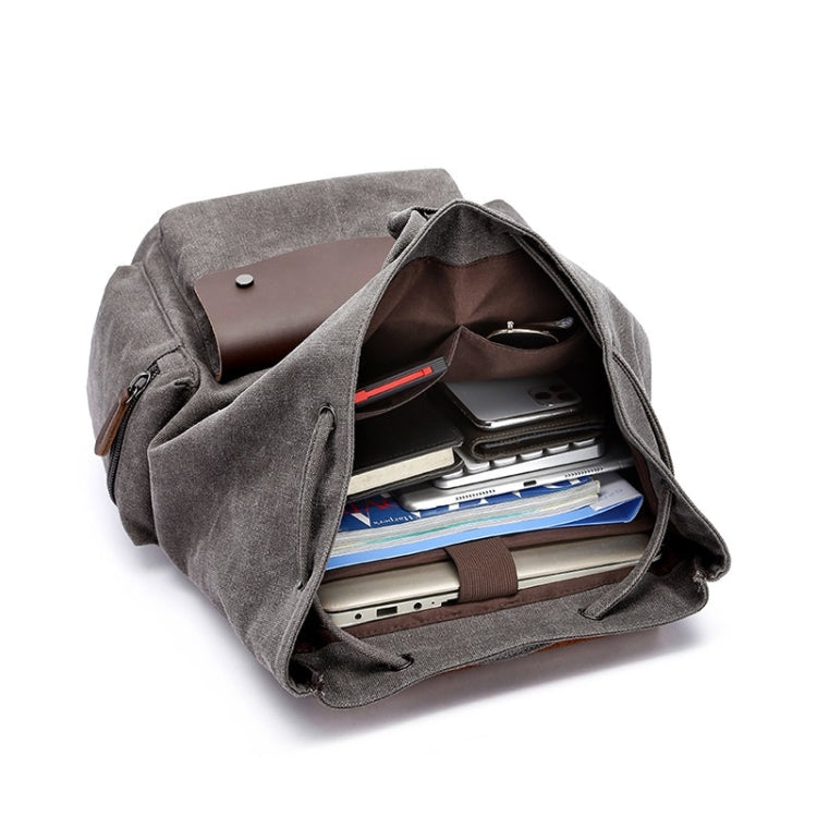 Canvas Leisure Backpack Computer Bag Student School Bag(Khaki)