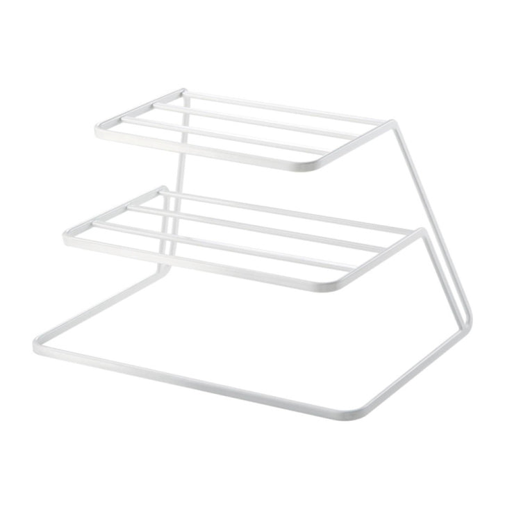 Three-layer Kitchen Dish Storage Rack Cabinet Tiered Shelf(White)