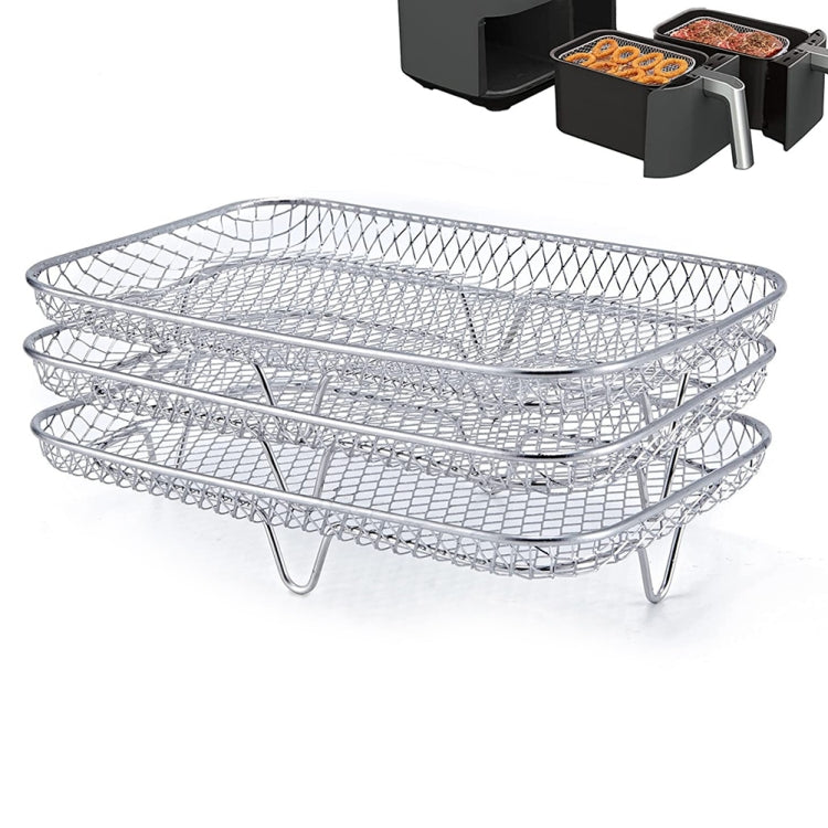 Air Fryer Accessories Three-Layer Steam Rack Stackable Dehydration Rack(Rectangle)