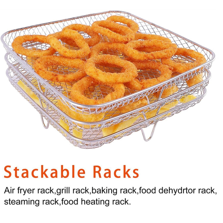Air Fryer Accessories Three-Layer Steam Rack Stackable Dehydration Rack(Square)