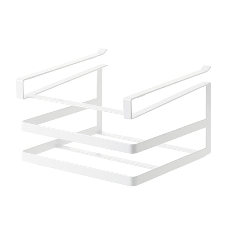 Double-layer Punch-free Kitchen Wall-Mounted Cutting Board Rack(White)