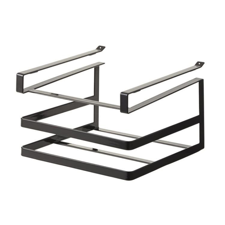 Double-layer Punch-free Kitchen Wall-Mounted Cutting Board Rack(Black)