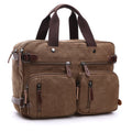 Casual Canvas Three-Purpose Business Briefcase Computer Bag, Color: Coffee Large