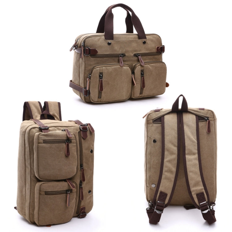 Casual Canvas Three-Purpose Business Briefcase Computer Bag, Color: Coffee Large