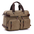 Casual Canvas Three-Purpose Business Briefcase Computer Bag, Color: Khaki Large