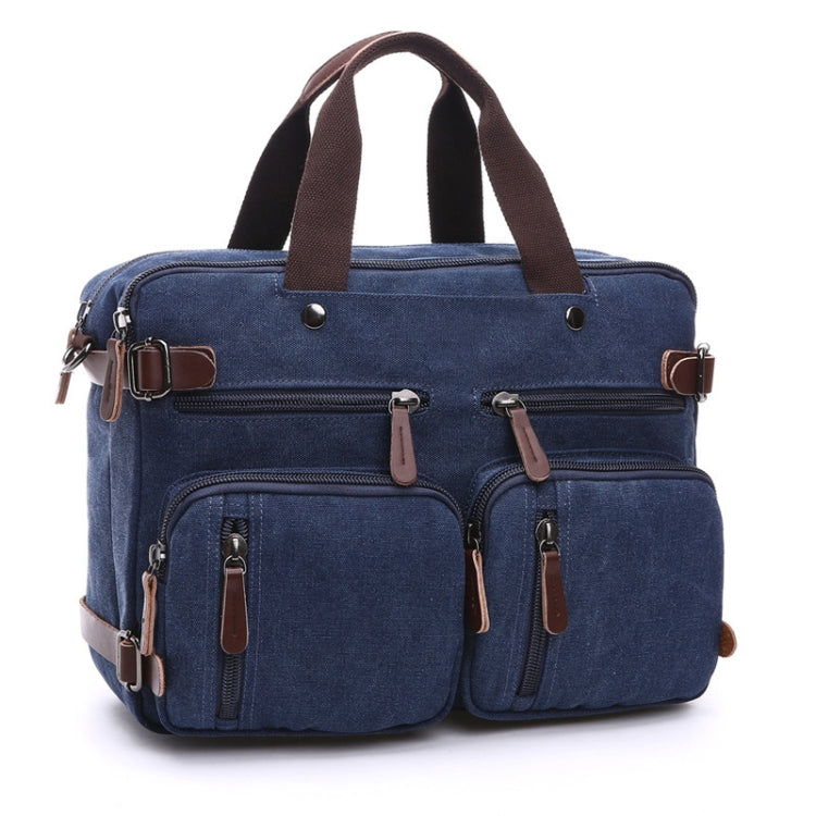 Casual Canvas Three-Purpose Business Briefcase Computer Bag, Color: Dark Blue Large