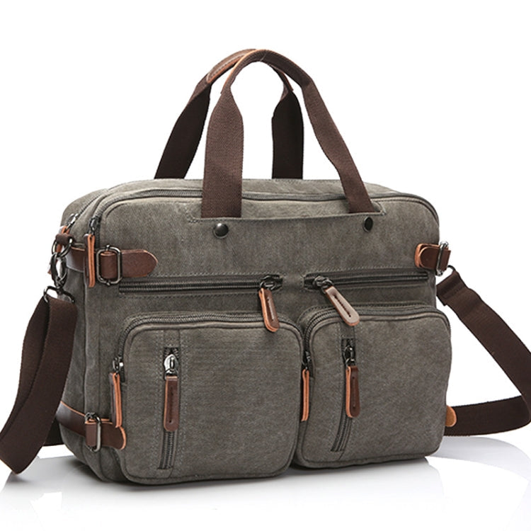 Casual Canvas Three-Purpose Business Briefcase Computer Bag, Color: Gray Large