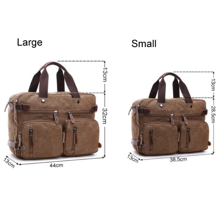Casual Canvas Three-Purpose Business Briefcase Computer Bag, Color: Khaki Small