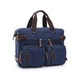Casual Canvas Three-Purpose Business Briefcase Computer Bag, Color: Dark Blue Small