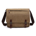 Versatile Canvas Shoulder Messenger Bag Business Computer Bag, Color: Khaki Large