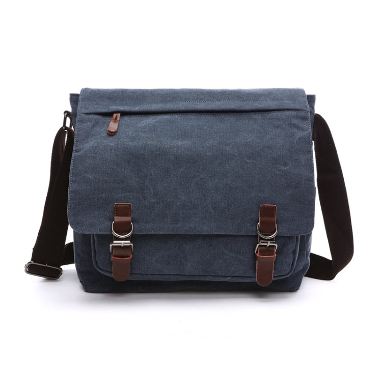 Versatile Canvas Shoulder Messenger Bag Business Computer Bag, Color: Dark Blue Large