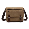 Versatile Canvas Shoulder Messenger Bag Business Computer Bag, Color: Khaki Medium