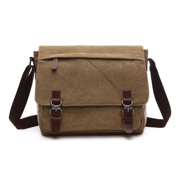 Versatile Canvas Shoulder Messenger Bag Business Computer Bag, Color: Khaki Medium