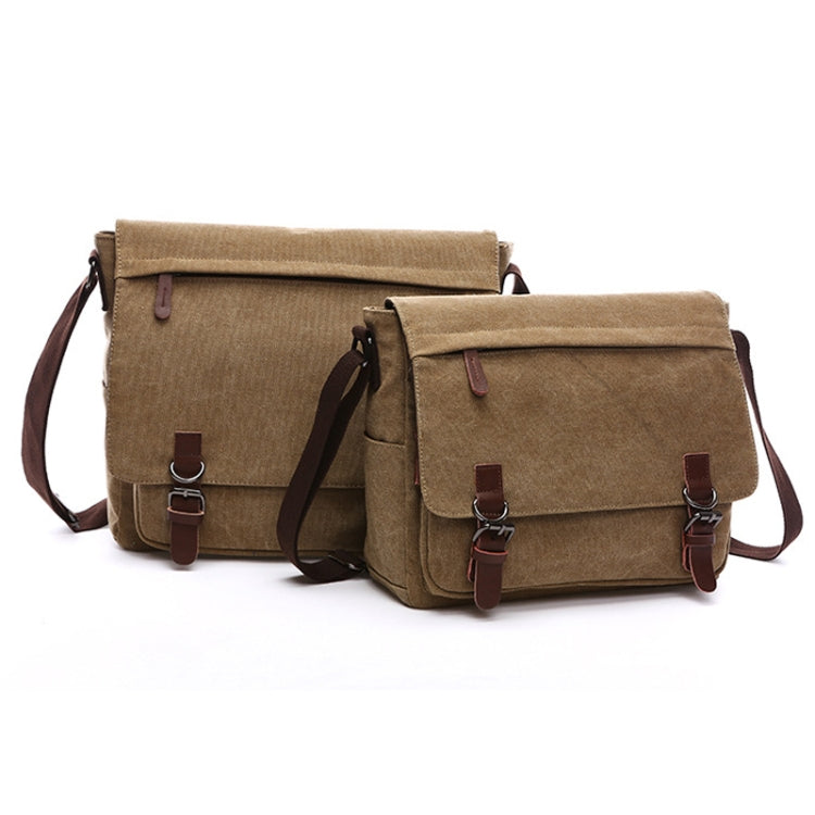 Versatile Canvas Shoulder Messenger Bag Business Computer Bag, Color: Khaki Medium